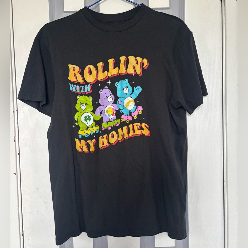 Care Bears Black T-Shirt with Colorful Graphic